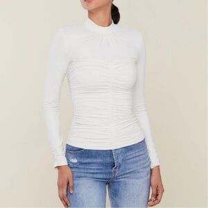 Rachel Parcell White Ruched Blouse